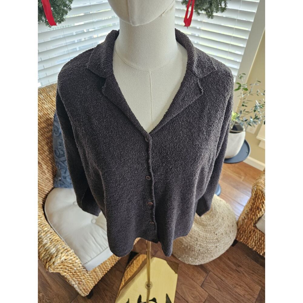 Eileen Fisher Brown Boucle Textured Cardigan Women's Size S Wool Mohair Blend - Picture 2 of 6